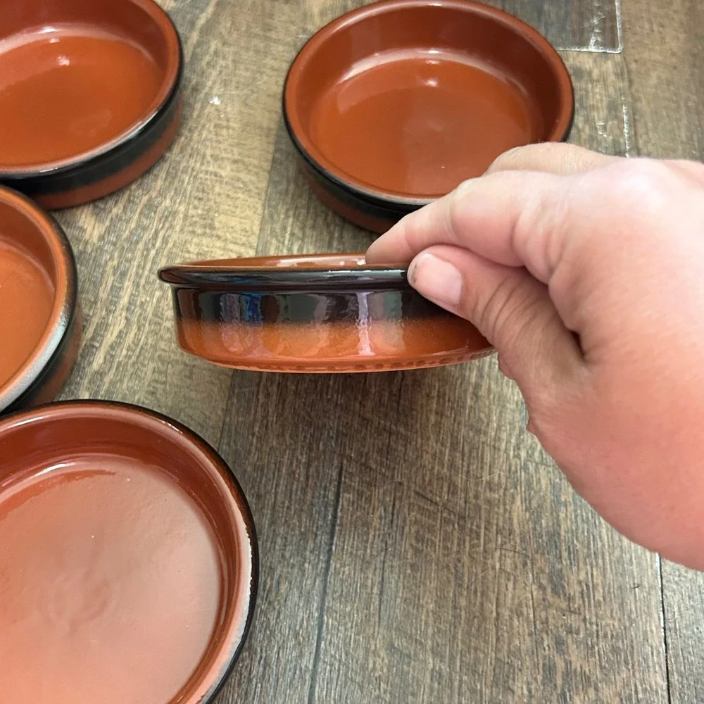 Cermer Terracotta Ramekins Set of 5 Glazed Tapas Dishes Oven Safe 4.5in